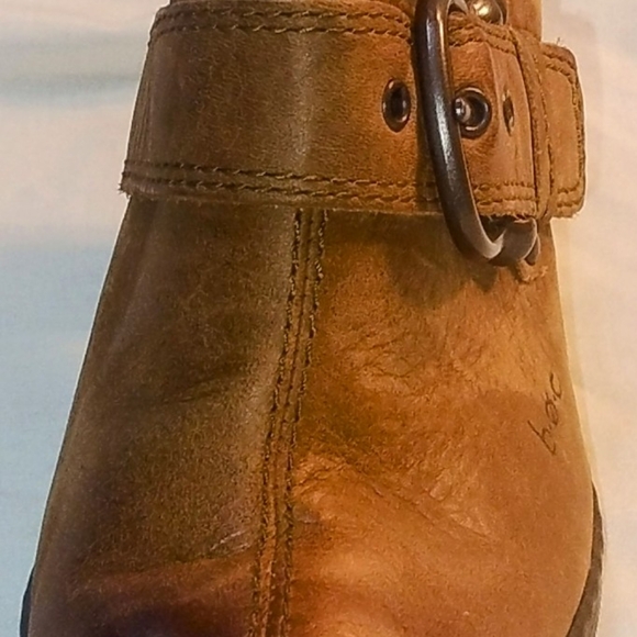 Boc Brown Concepts Brown Leather Buckle Accent High Heel Boot Shape Mules Size 6 - Picture 8 of 15